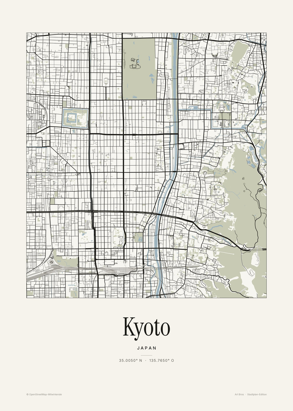 Kyoto Stadtplan – Wandbild – Art Bros
