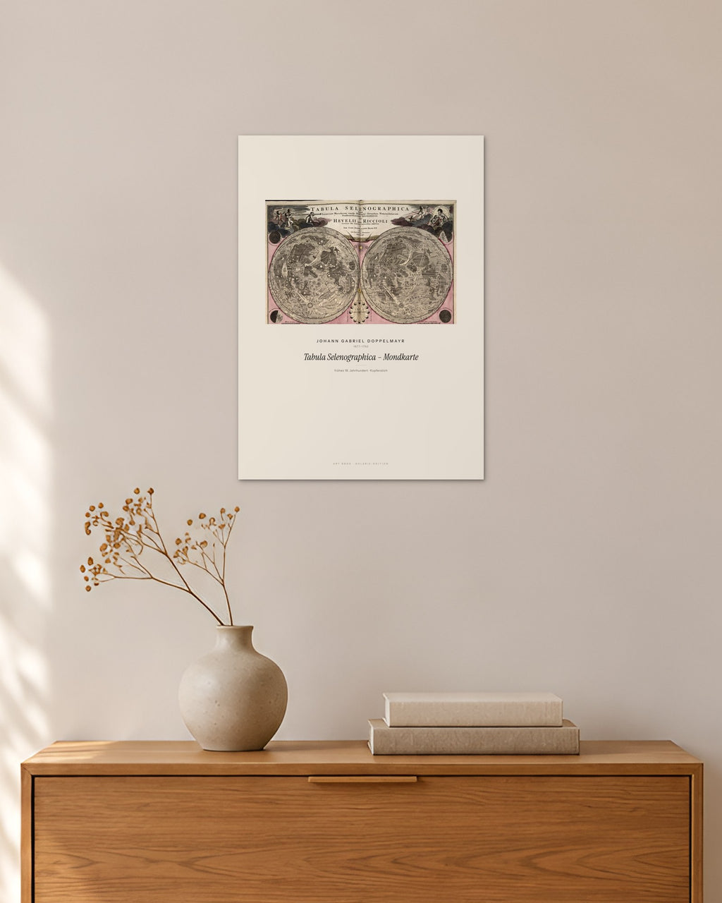 Tabula Selenographica – Mondkarte – Johann Gabriel Doppelmayr – 30 × 42 cm ohne Rahmen – Raumansicht – Art Bros