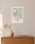 Düsseldorf Stadtplan – Wandbild – 30 × 42 cm ohne Rahmen – Raumansicht – Art Bros