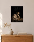 Wealth Is Patience – Goldmünzen Poster – 30 × 42 cm ohne Rahmen – Raumansicht – Art Bros