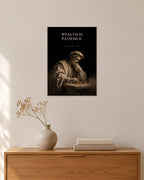 Wealth Is Patience – Goldmünzen Poster – 30 × 42 cm ohne Rahmen – Raumansicht – Art Bros