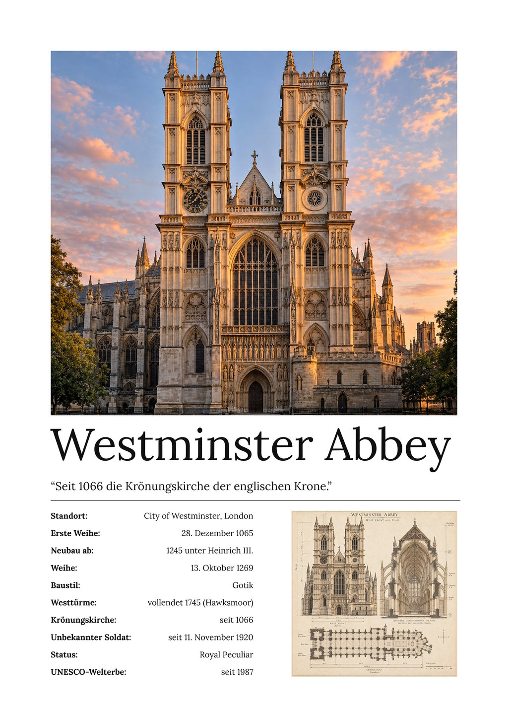Westminster Abbey Wandbild – Kunstdruck – Art Bros