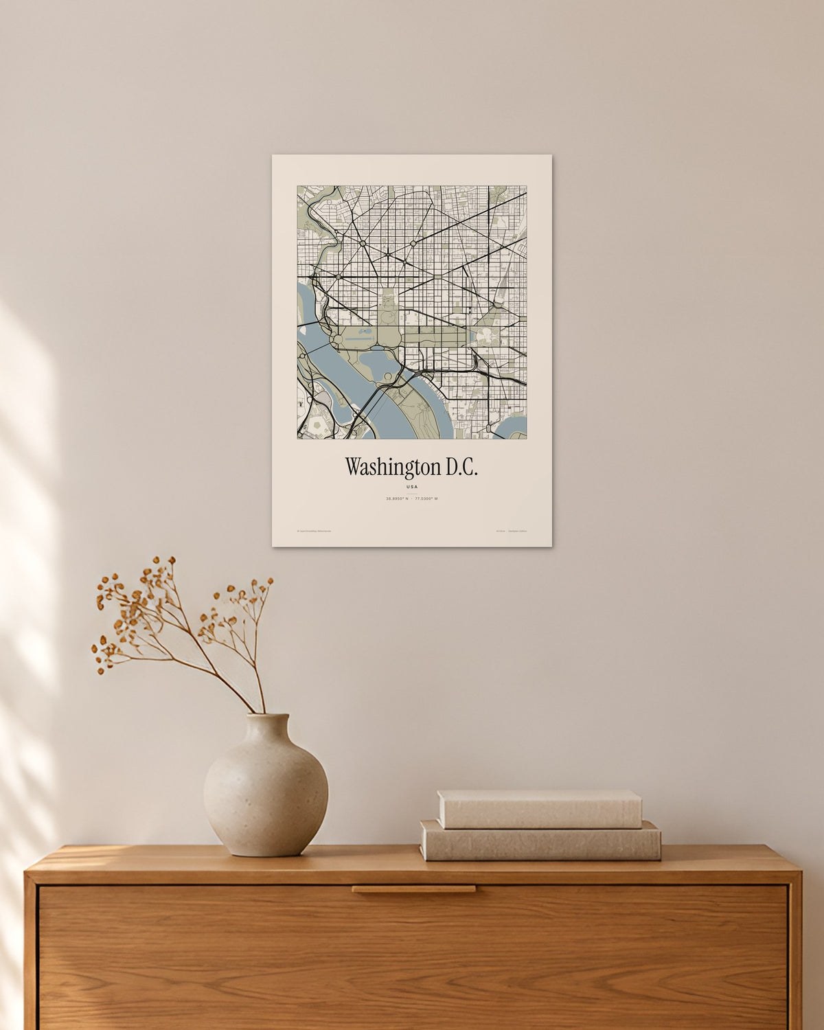 Washington D.C. Stadtplan – Wandbild – 30 × 42 cm ohne Rahmen – Raumansicht – Art Bros