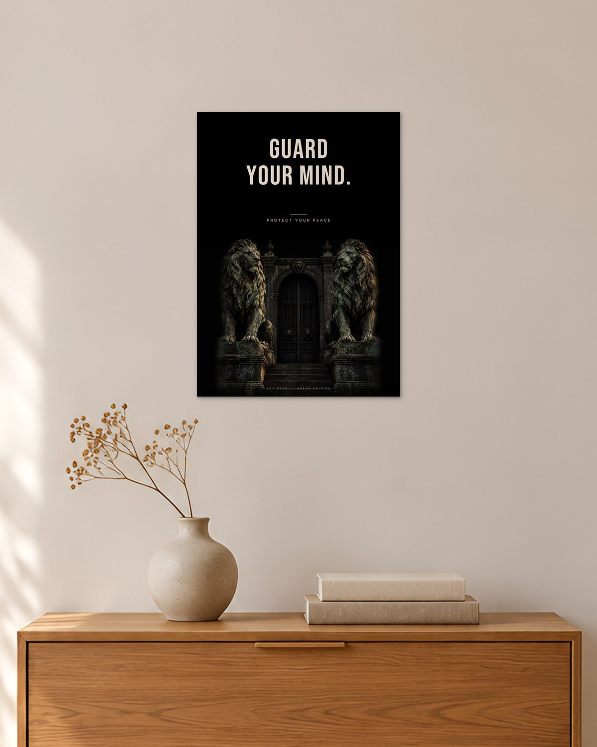 Guard Your Mind – Torwächter Poster – 30 × 42 cm ohne Rahmen – Raumansicht – Art Bros