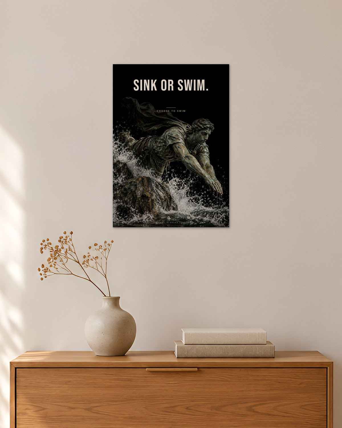 Sink or Swim – Schwimmer Poster – 30 × 42 cm ohne Rahmen – Raumansicht – Art Bros