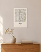 Kyoto Stadtplan – Wandbild – 30 × 42 cm ohne Rahmen – Raumansicht – Art Bros