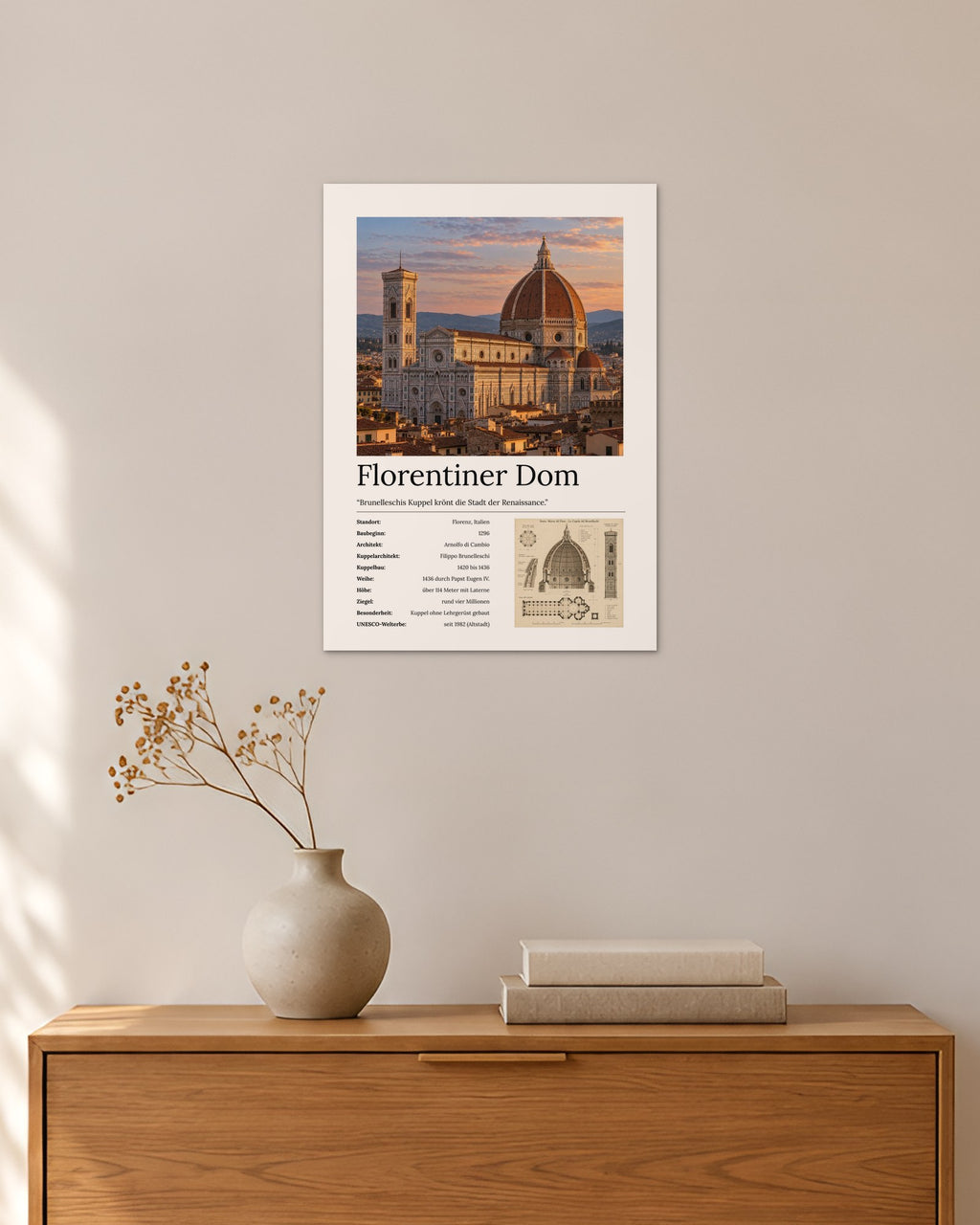 Florentiner Dom Wandbild – 30 × 42 cm ohne Rahmen – Raumansicht – Art Bros