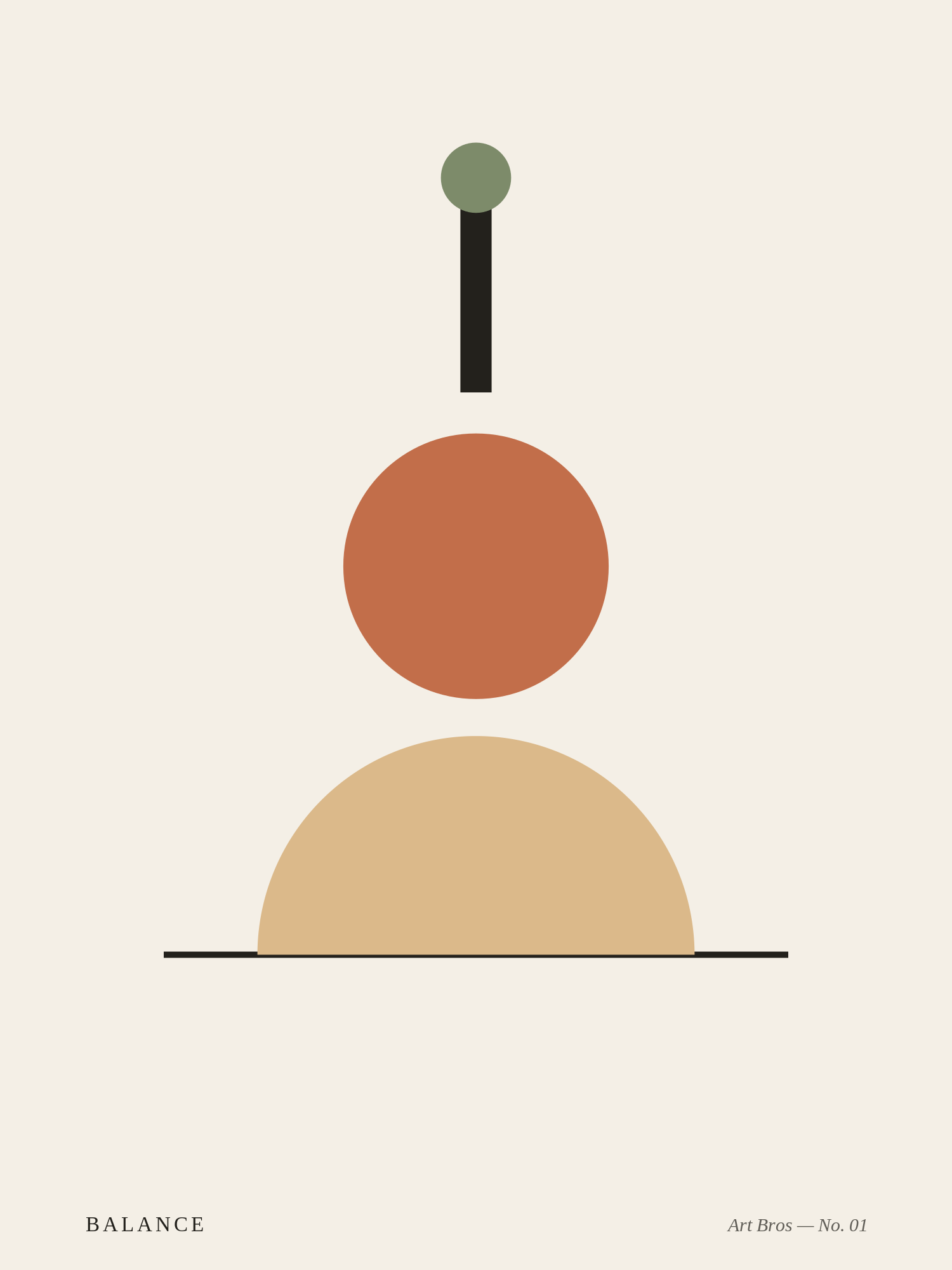 Balance No. 01 – abstraktes Wandbild im Mid-Century-Stil – Art Bros