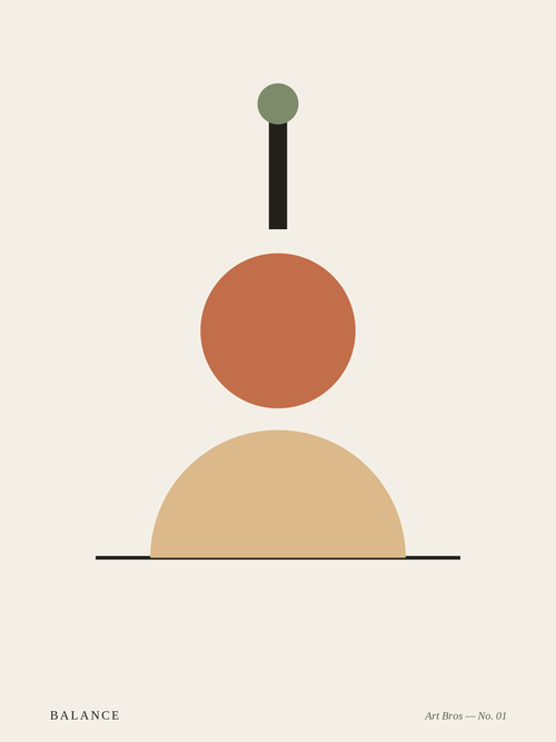 Balance No. 01 – abstraktes Wandbild im Mid-Century-Stil – Art Bros