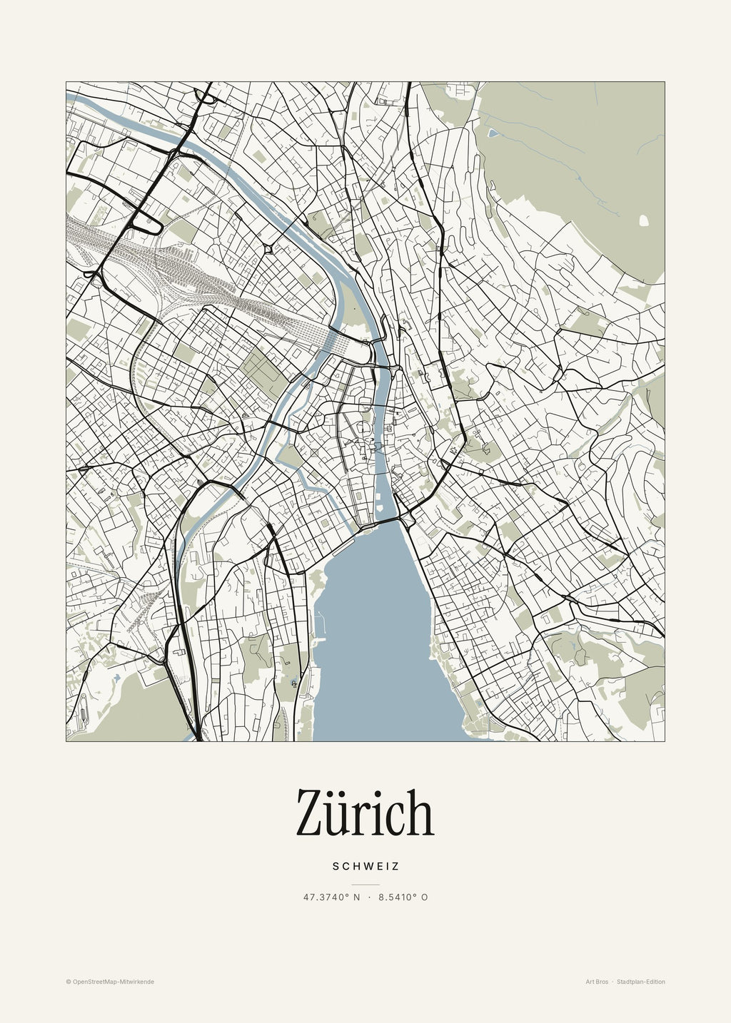 Zürich Stadtplan – Wandbild – Art Bros