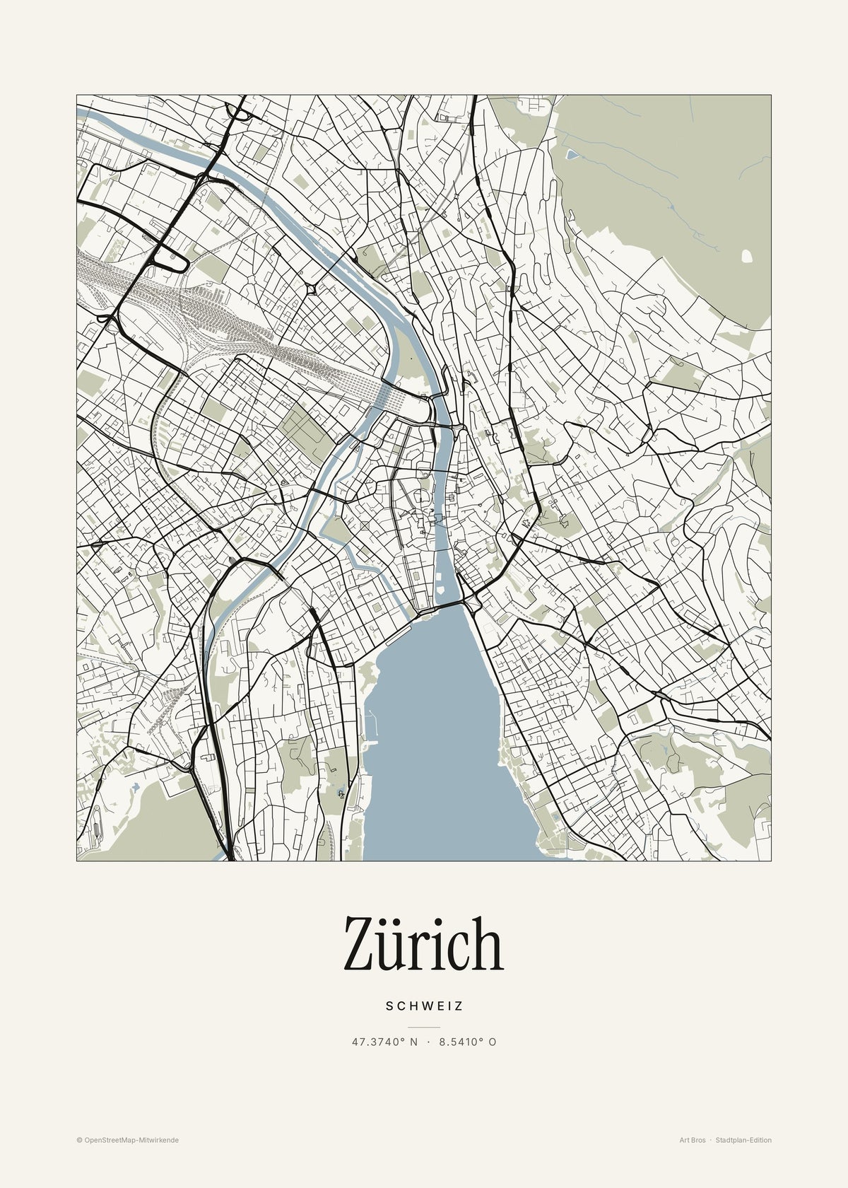Zürich Stadtplan – Wandbild – Art Bros