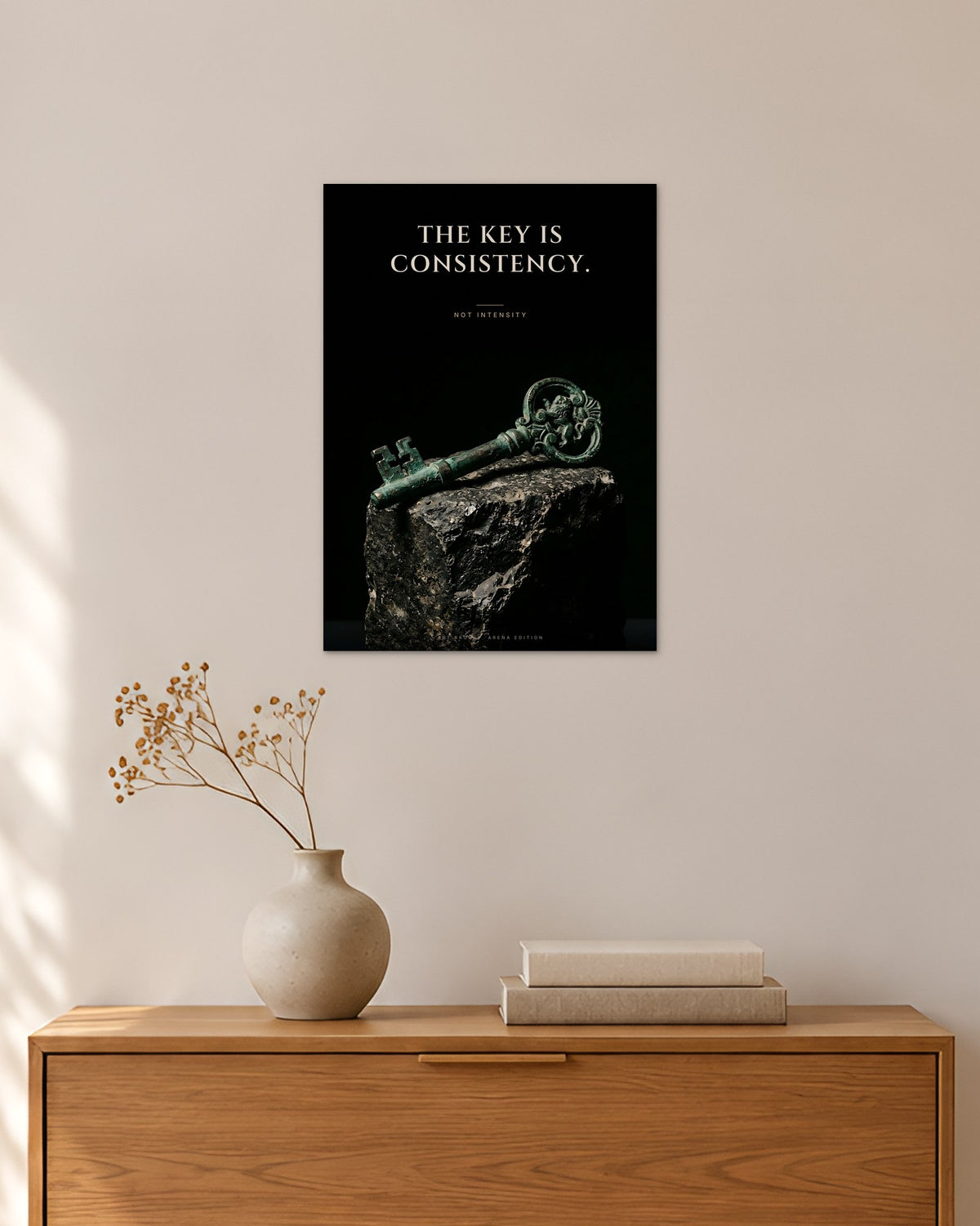 The Key Is Consistency – Schlüssel Poster – 30 × 42 cm ohne Rahmen – Raumansicht – Art Bros