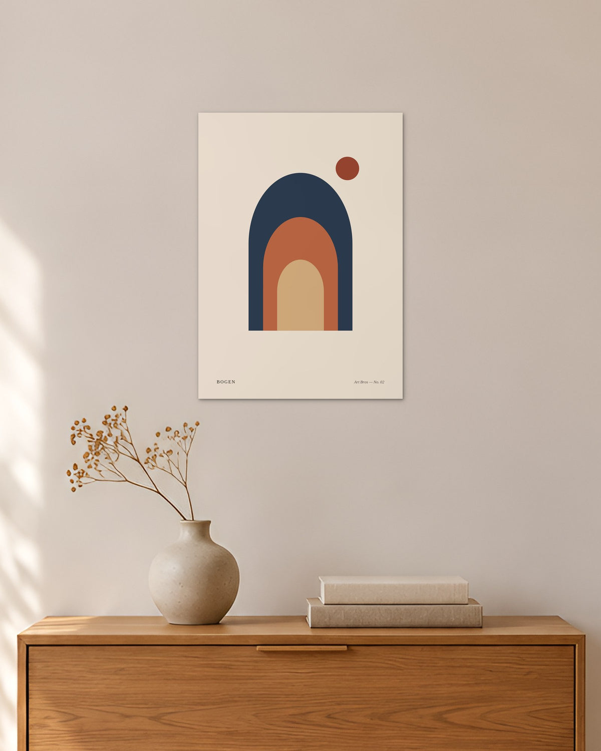 Bogen No. 02 – Abstraktes Wandbild – 30 × 42 cm ohne Rahmen – Raumansicht – Art Bros
