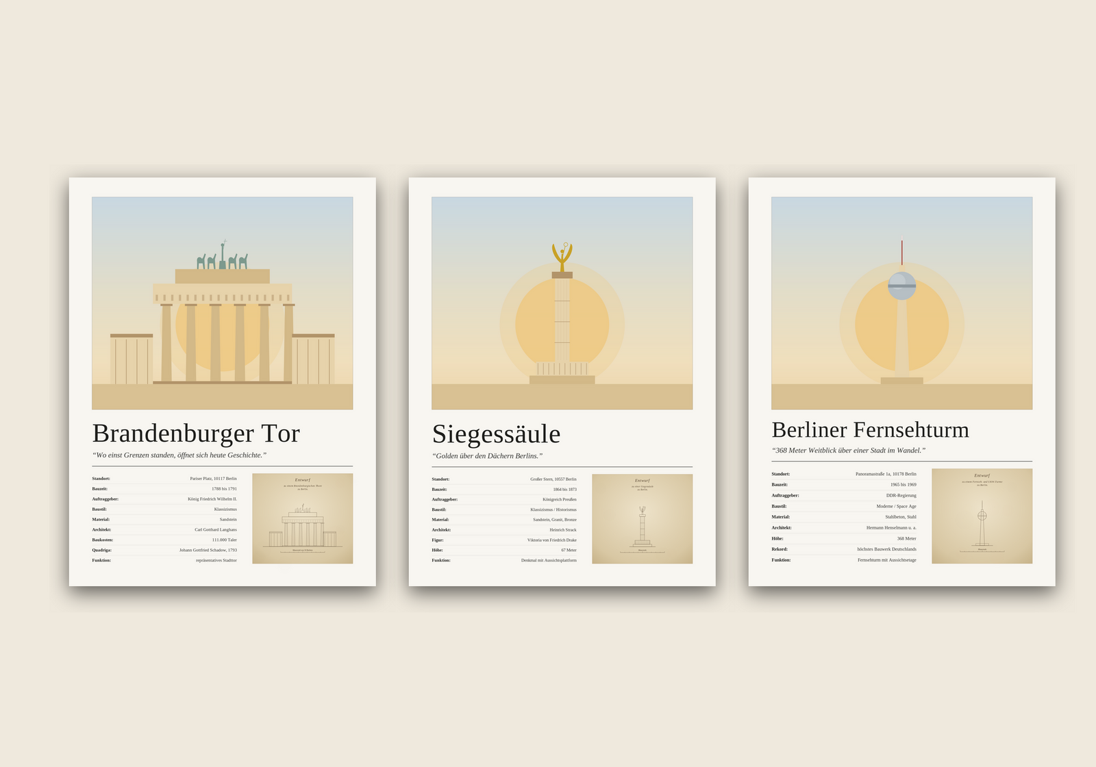 Berlin Bundle – 3er-Set Wandbilder mit Brandenburger Tor, Siegessäule und Fernsehturm – Art Bros