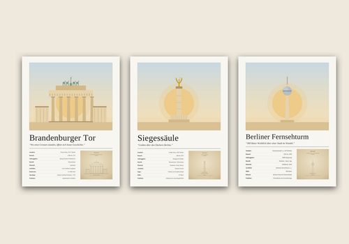 Berlin Bundle – 3er-Set Wandbilder mit Brandenburger Tor, Siegessäule und Fernsehturm – Art Bros