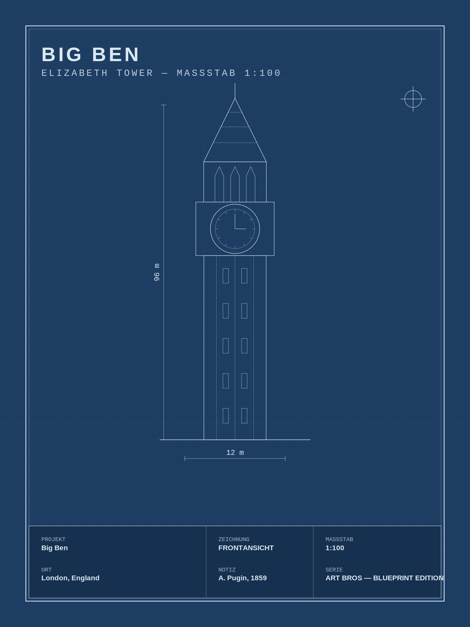 Big Ben Blueprint – technische Zeichnung als Wandbild – Art Bros Blueprint Edition