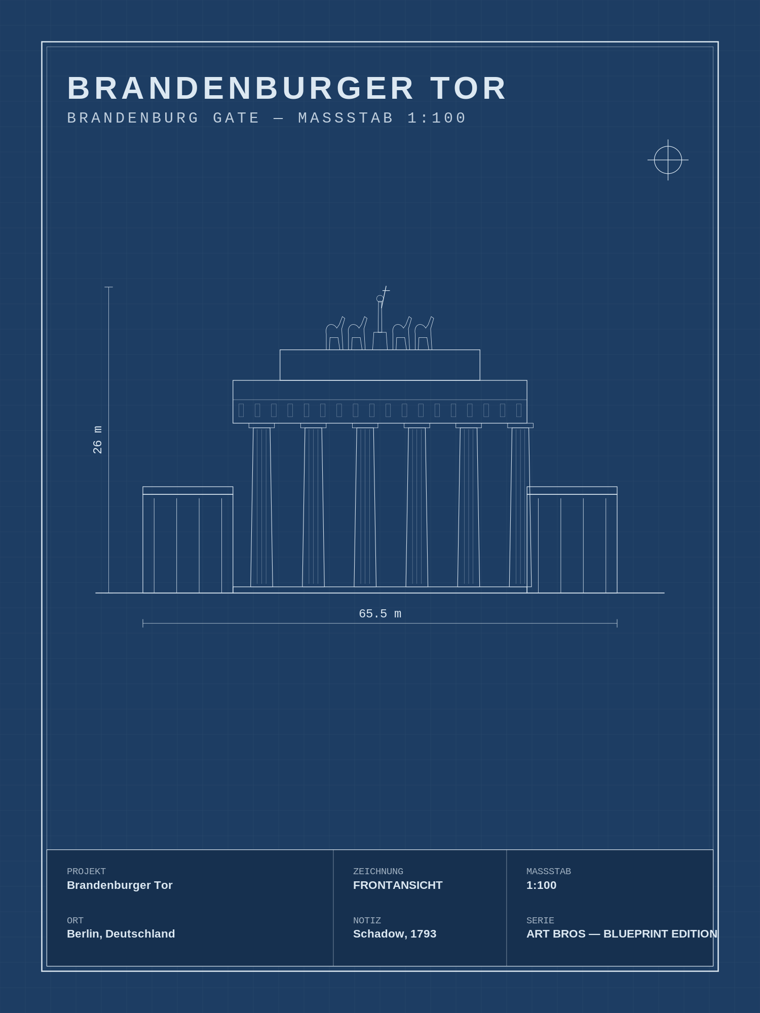 Brandenburger Tor Blueprint – technische Zeichnung als Wandbild – Art Bros Blueprint Edition