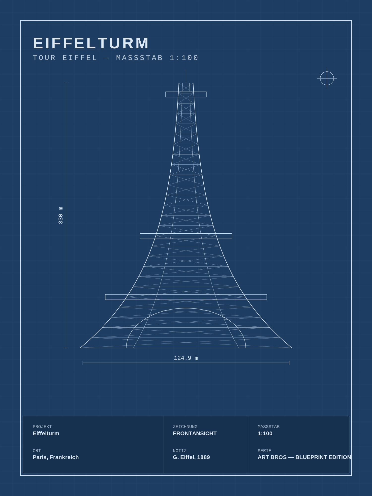 Eiffelturm Blueprint – technische Zeichnung als Wandbild – Art Bros Blueprint Edition