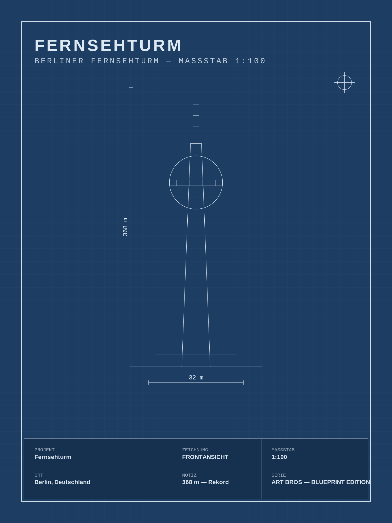 Berliner Fernsehturm Blueprint – technische Zeichnung als Wandbild – Art Bros Blueprint Edition