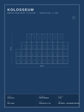 Kolosseum Blueprint – technische Zeichnung als Wandbild – Art Bros Blueprint Edition