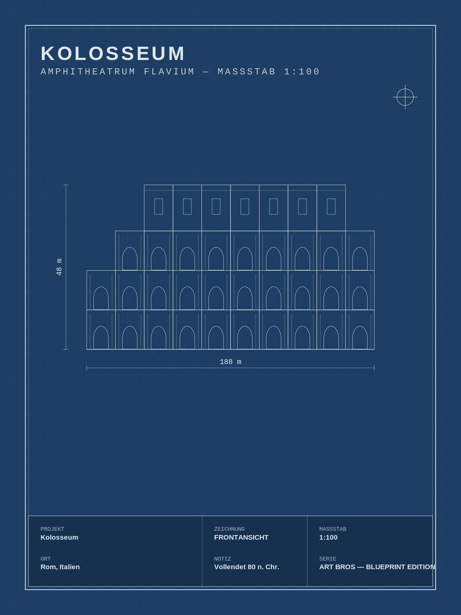 Kolosseum Blueprint – technische Zeichnung als Wandbild – Art Bros Blueprint Edition