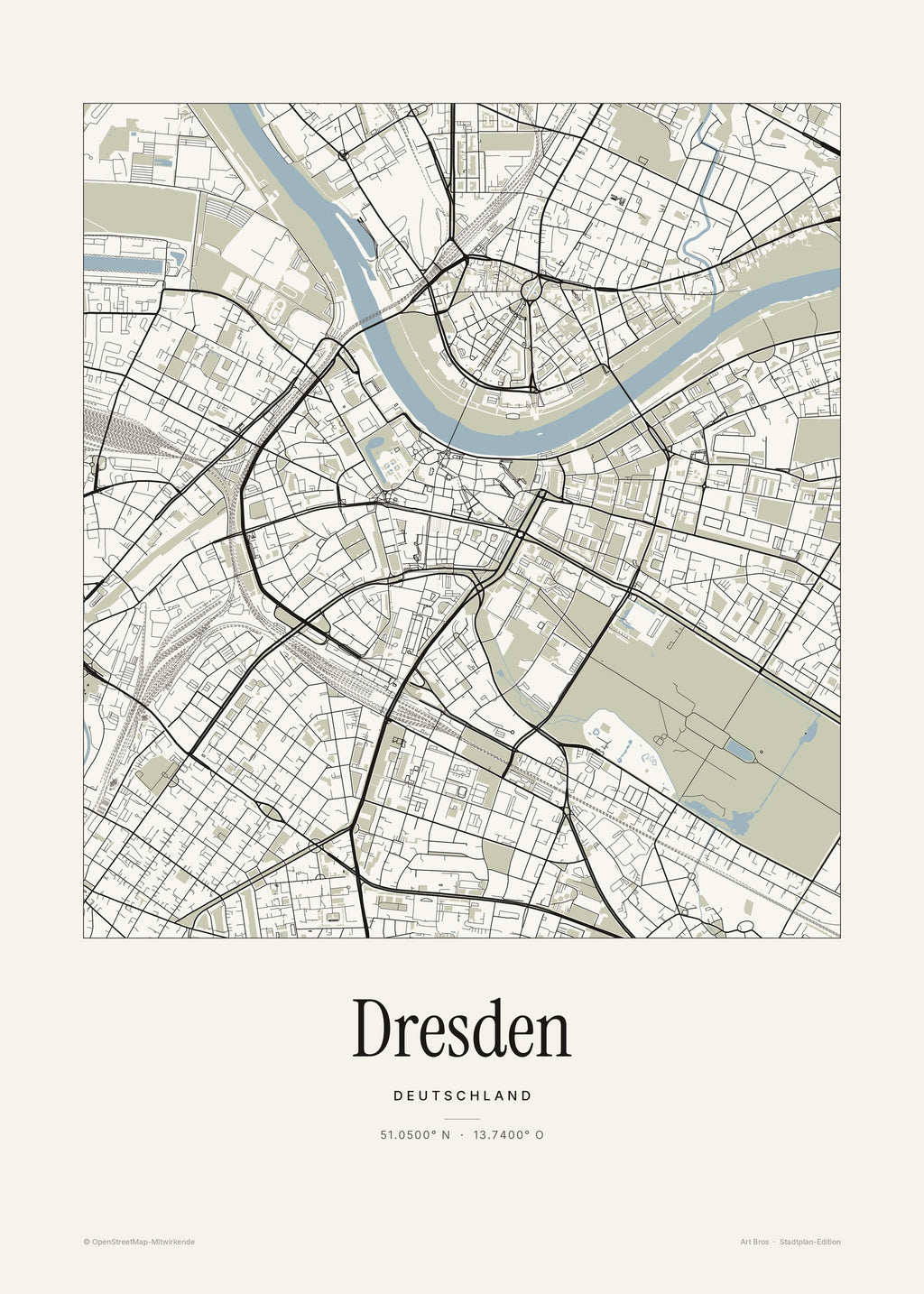 Dresden Stadtplan – Wandbild – Art Bros