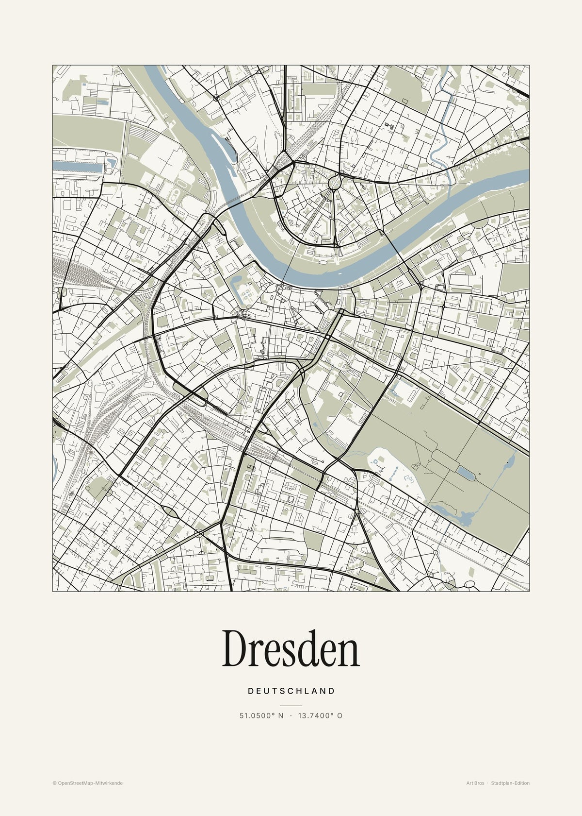 Dresden Stadtplan – Wandbild – Art Bros