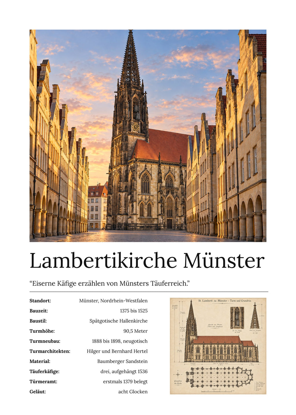 Lambertikirche Münster Wandbild – Kunstdruck – Art Bros