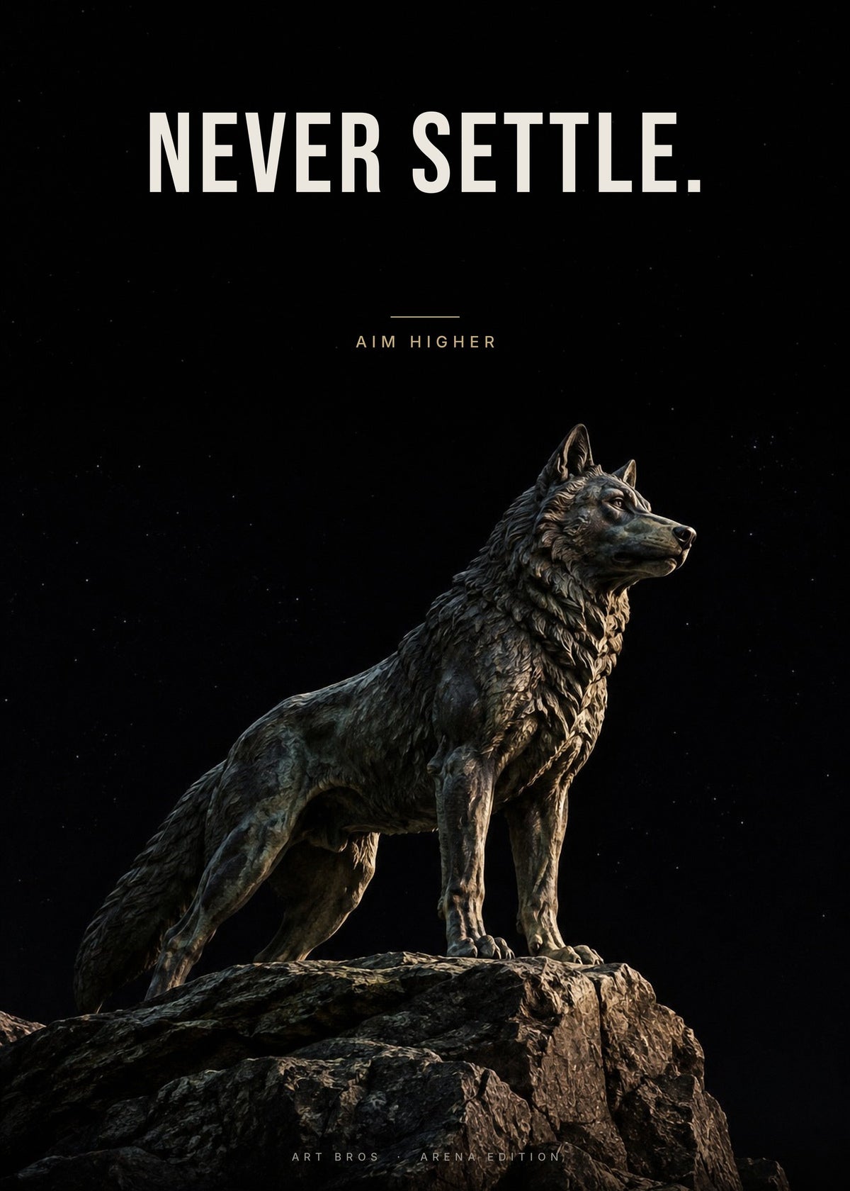 Never Settle – Wolf am Abgrund Poster – Art Bros