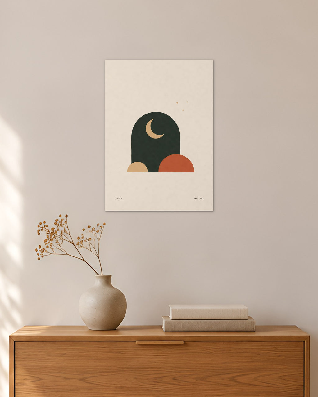 Luna No. 06 – Abstraktes Wandbild – 30 × 42 cm ohne Rahmen – Raumansicht – Art Bros
