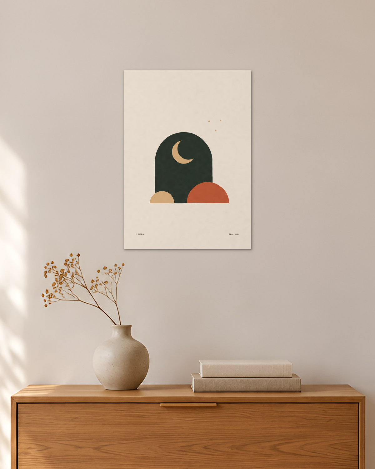 Luna No. 06 – Abstraktes Wandbild – 30 × 42 cm ohne Rahmen – Raumansicht – Art Bros