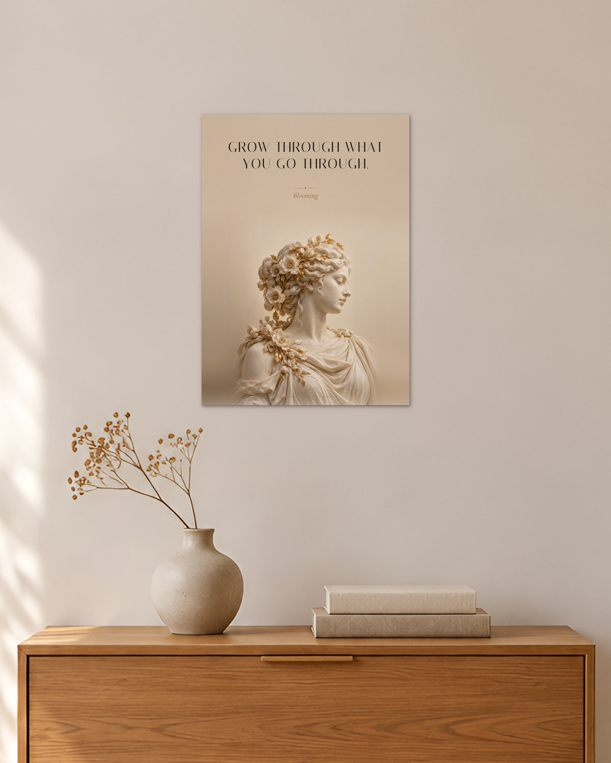 Grow Through What You Go Through – Blumenhaar Poster – 30 × 42 cm ohne Rahmen – Raumansicht – Art Bros