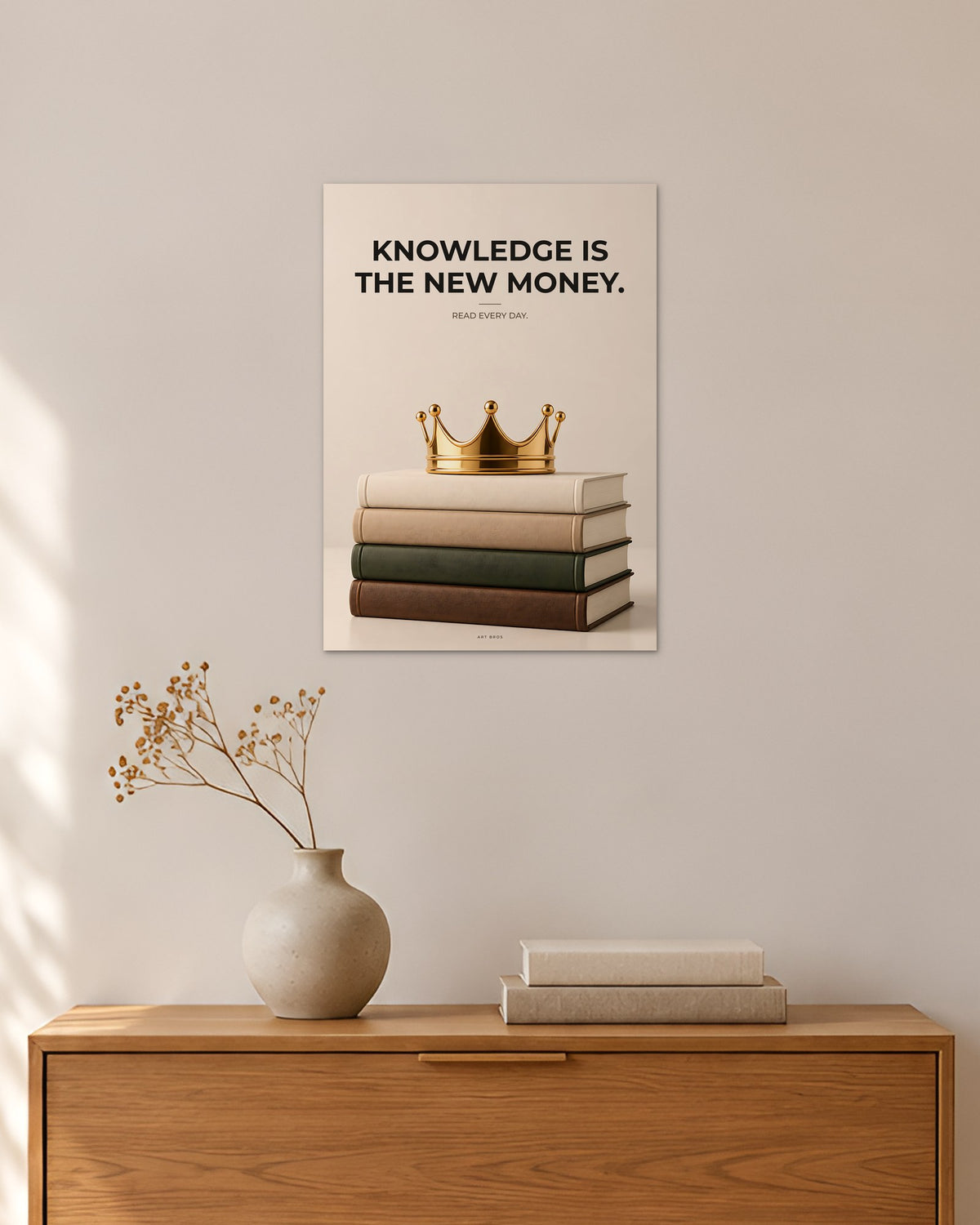 „Knowledge Is The New Money“ – Geld & Business Poster – 30 × 42 cm ohne Rahmen – Raumansicht – Art Bros