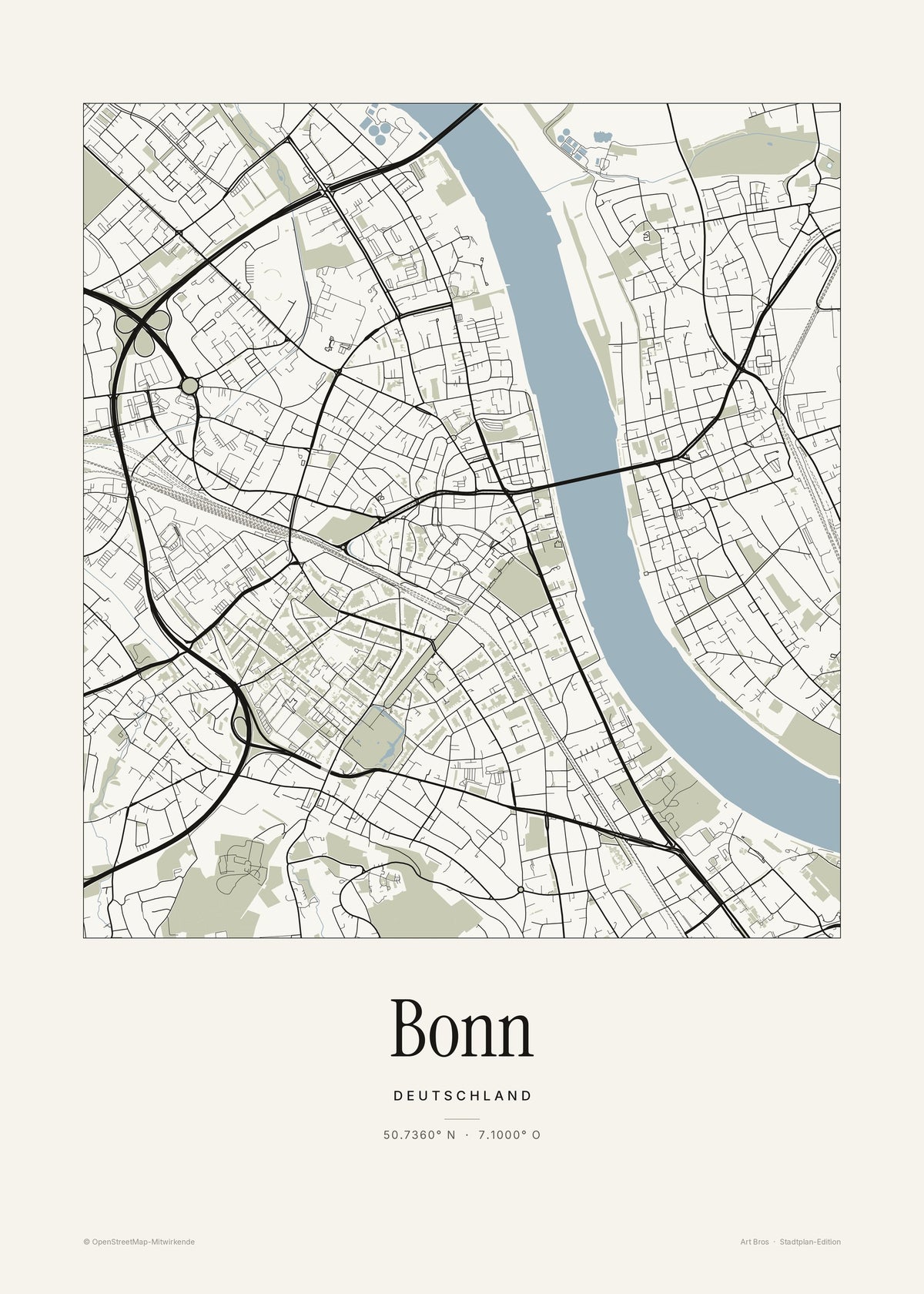 Bonn Stadtplan – Wandbild – Art Bros