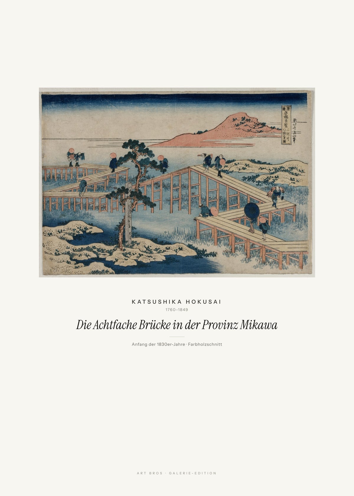 Die Achtfache Brücke in der Provinz Mikawa – Katsushika Hokusai – Kunstdruck – Art Bros