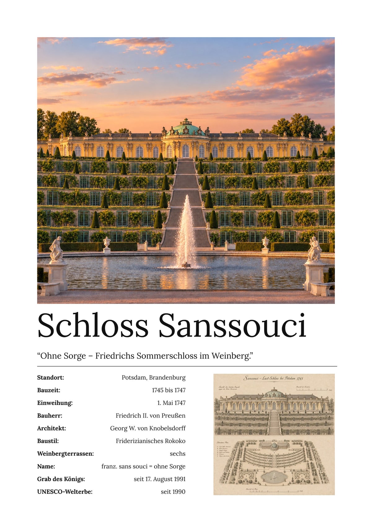 Schloss Sanssouci Wandbild – Kunstdruck – Art Bros