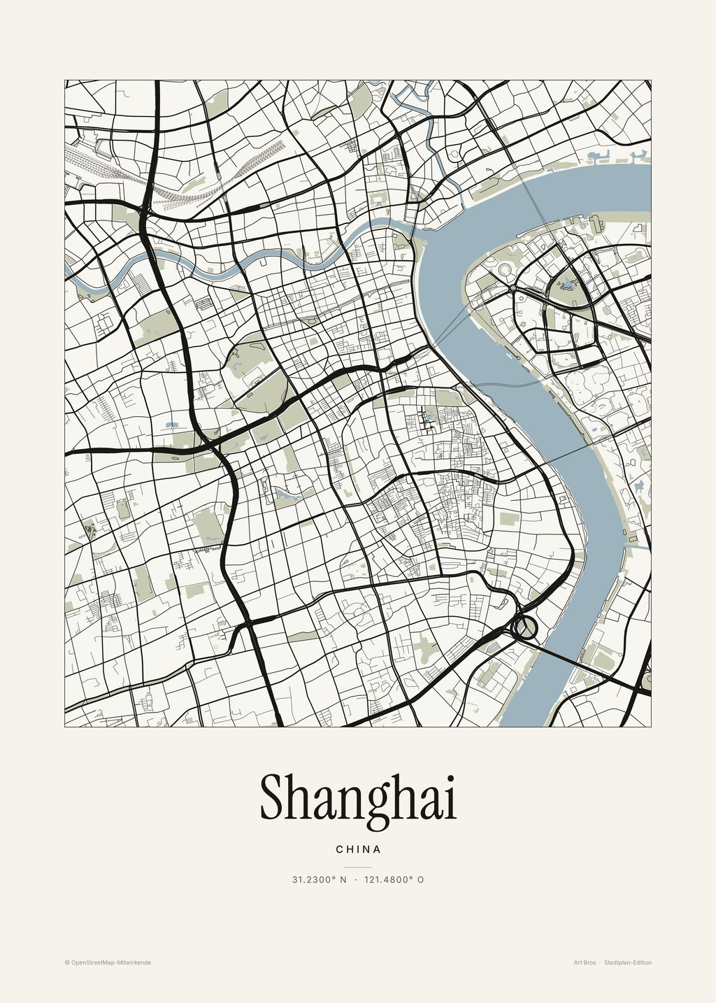 Shanghai Stadtplan – Wandbild – Art Bros