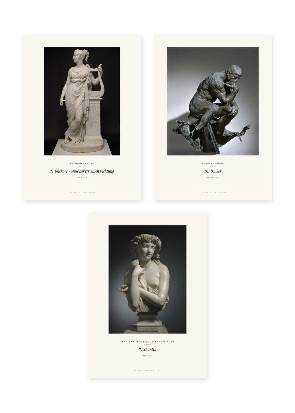 Meisterwerke der Bildhauerei – 3er-Set Wandbilder – Kunstdruck – Art Bros