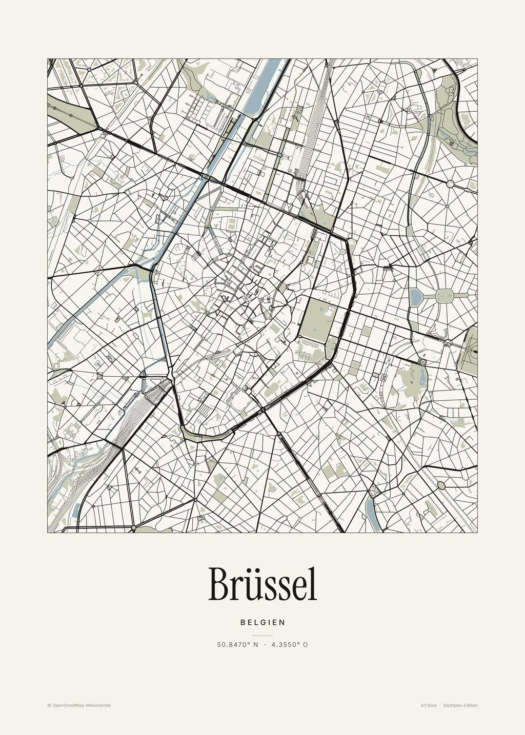 Brüssel Stadtplan – Wandbild – Art Bros