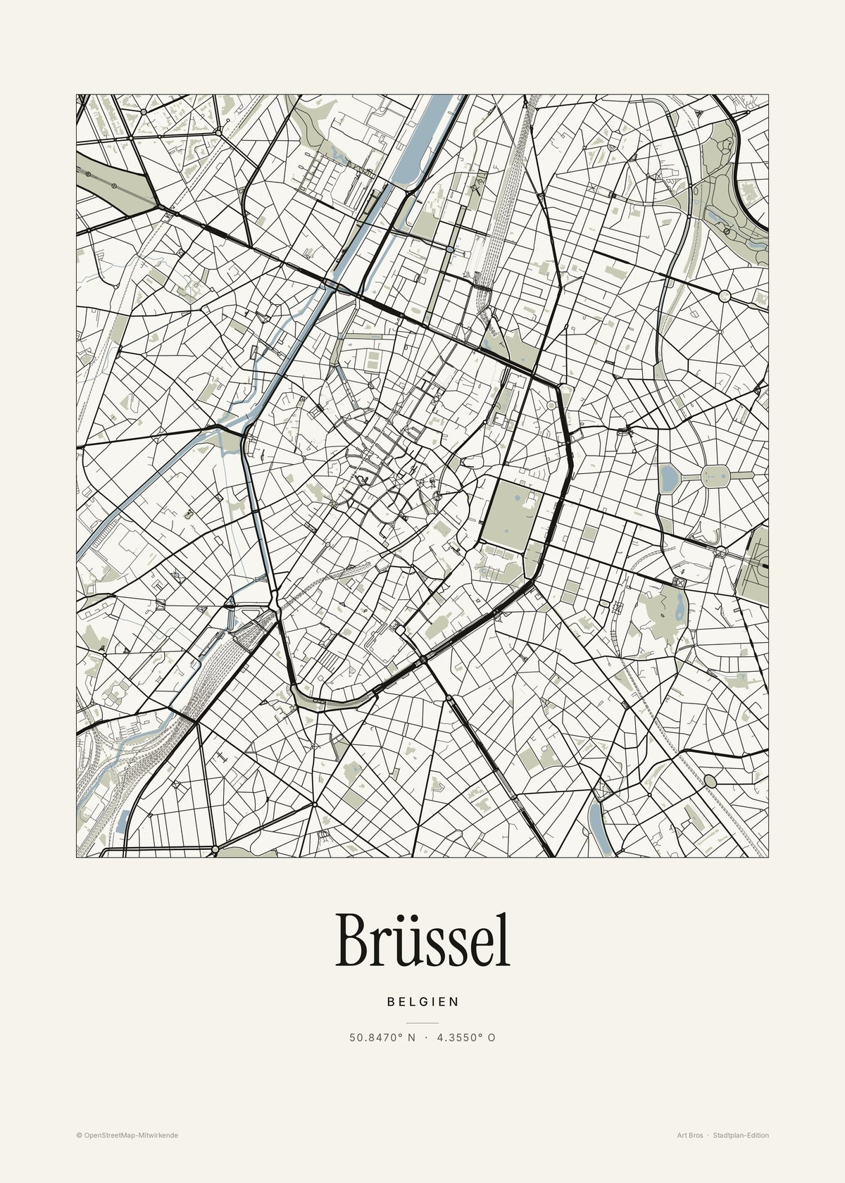 Brüssel Stadtplan – Wandbild – Art Bros