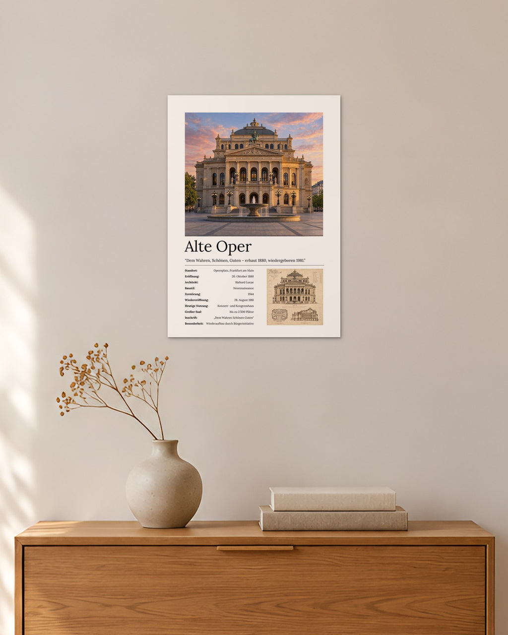Alte Oper Wandbild – 30 × 42 cm ohne Rahmen – Raumansicht – Art Bros