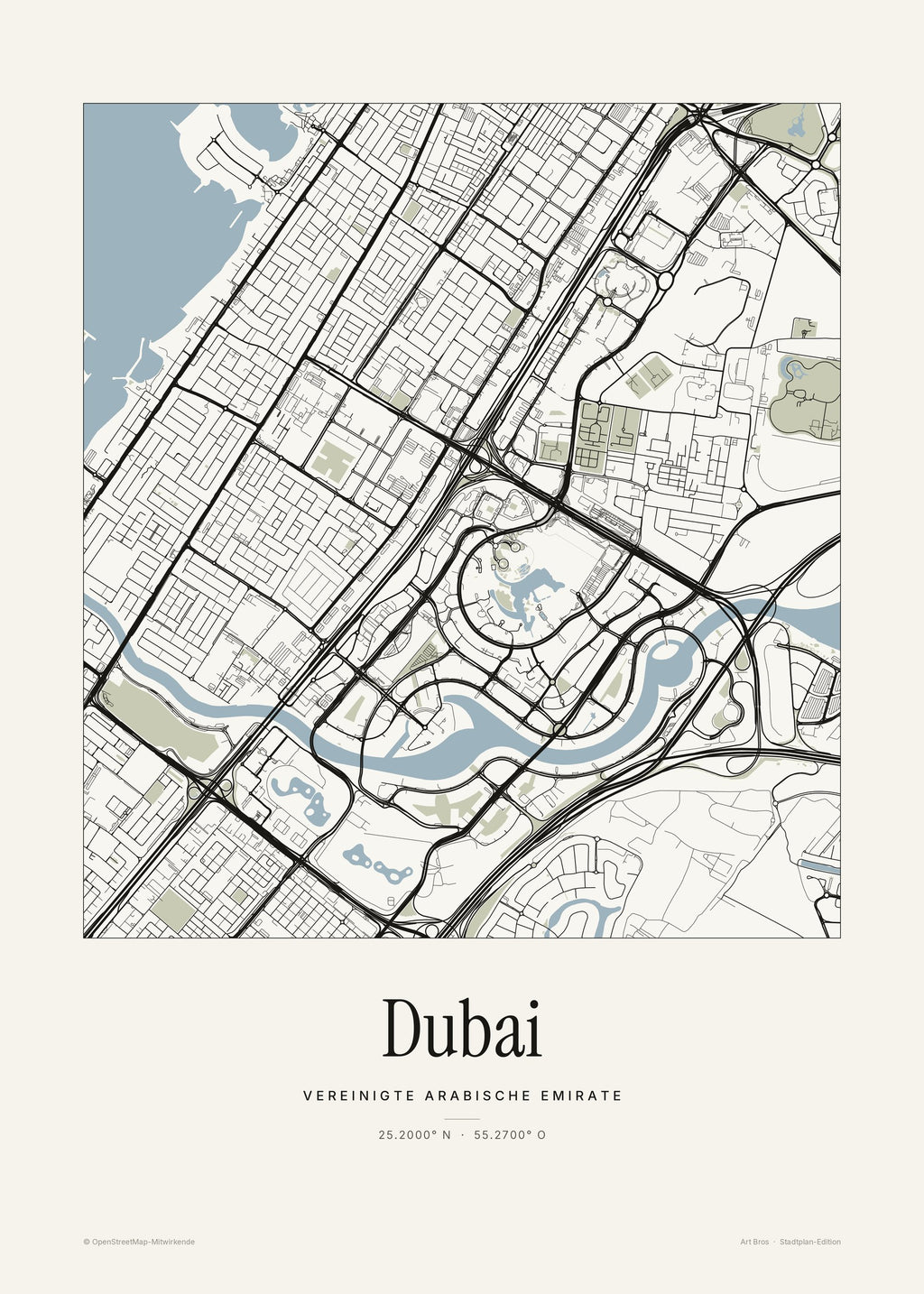 Dubai Stadtplan – Wandbild – Art Bros