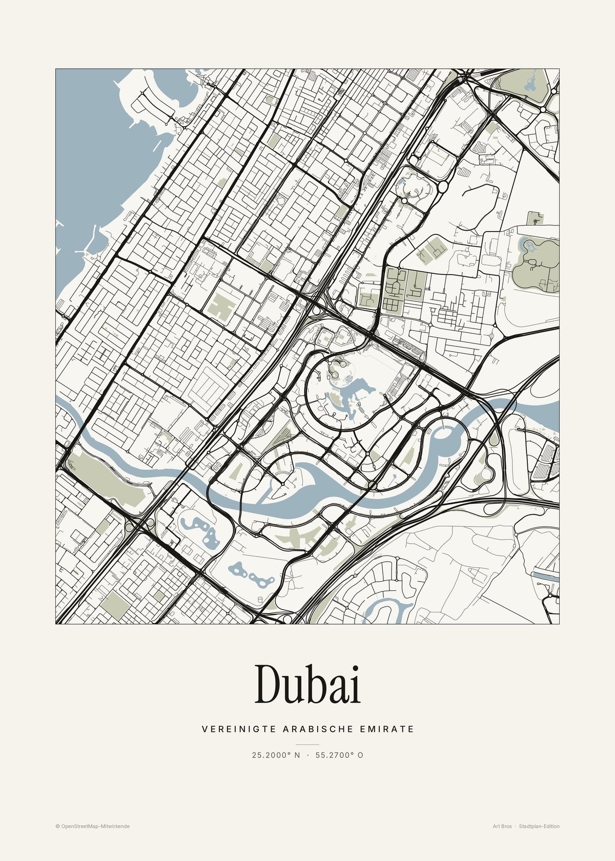 Dubai Stadtplan – Wandbild – Art Bros