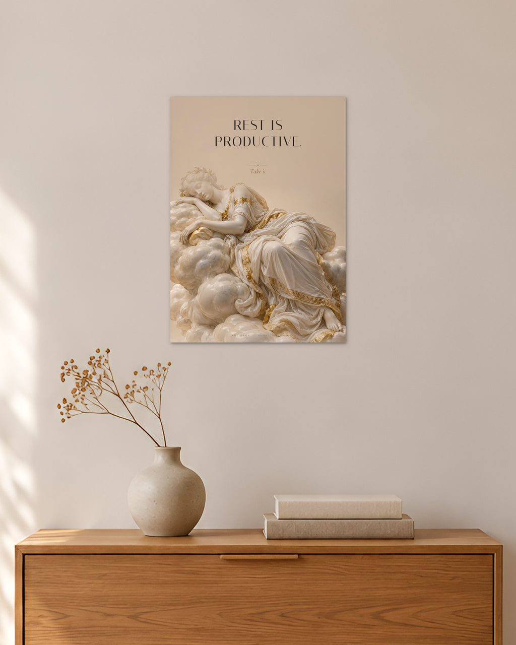 Rest Is Productive – Ruhe Poster – 30 × 42 cm ohne Rahmen – Raumansicht – Art Bros