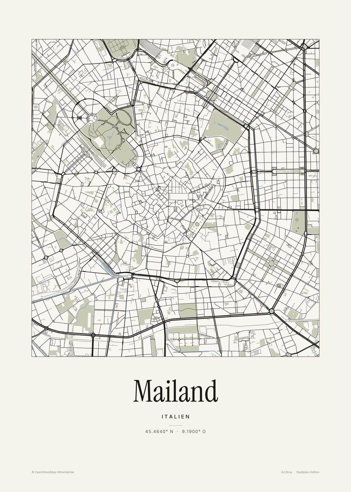 Mailand Stadtplan – Wandbild – Art Bros