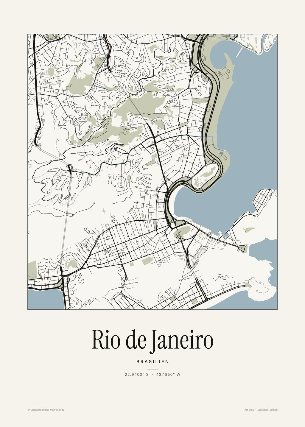Rio de Janeiro Stadtplan – Wandbild – Art Bros