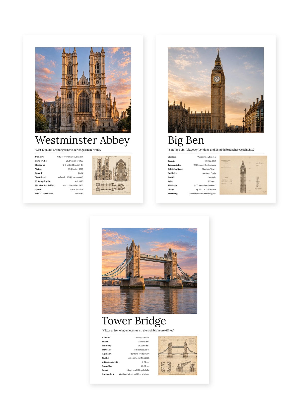 London Bundle – 3er-Set Wandbilder – Kunstdruck – Art Bros