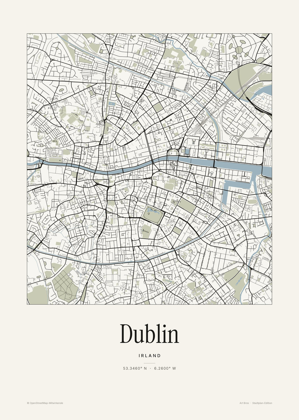 Dublin Stadtplan – Wandbild – Art Bros