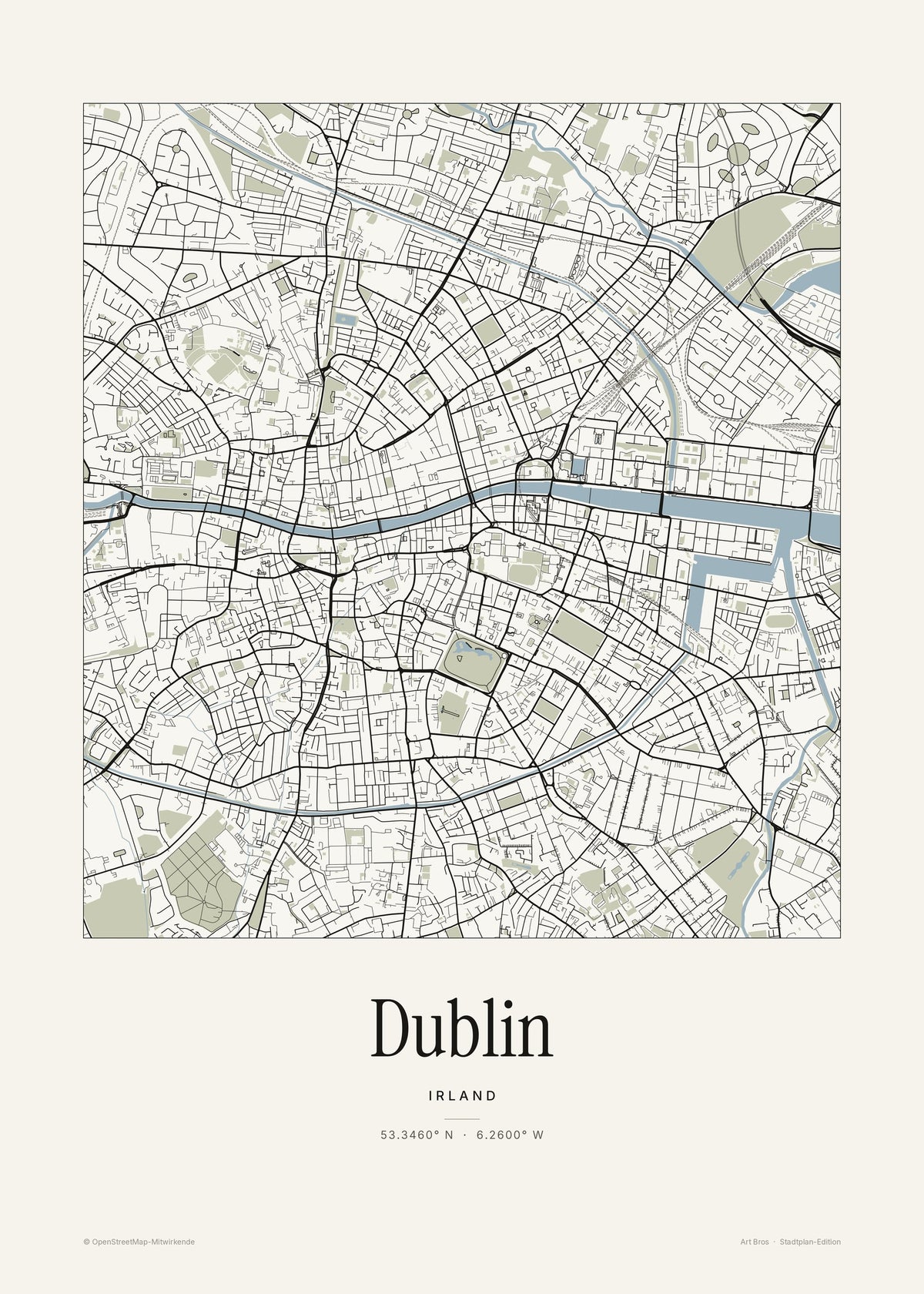 Dublin Stadtplan – Wandbild – Art Bros