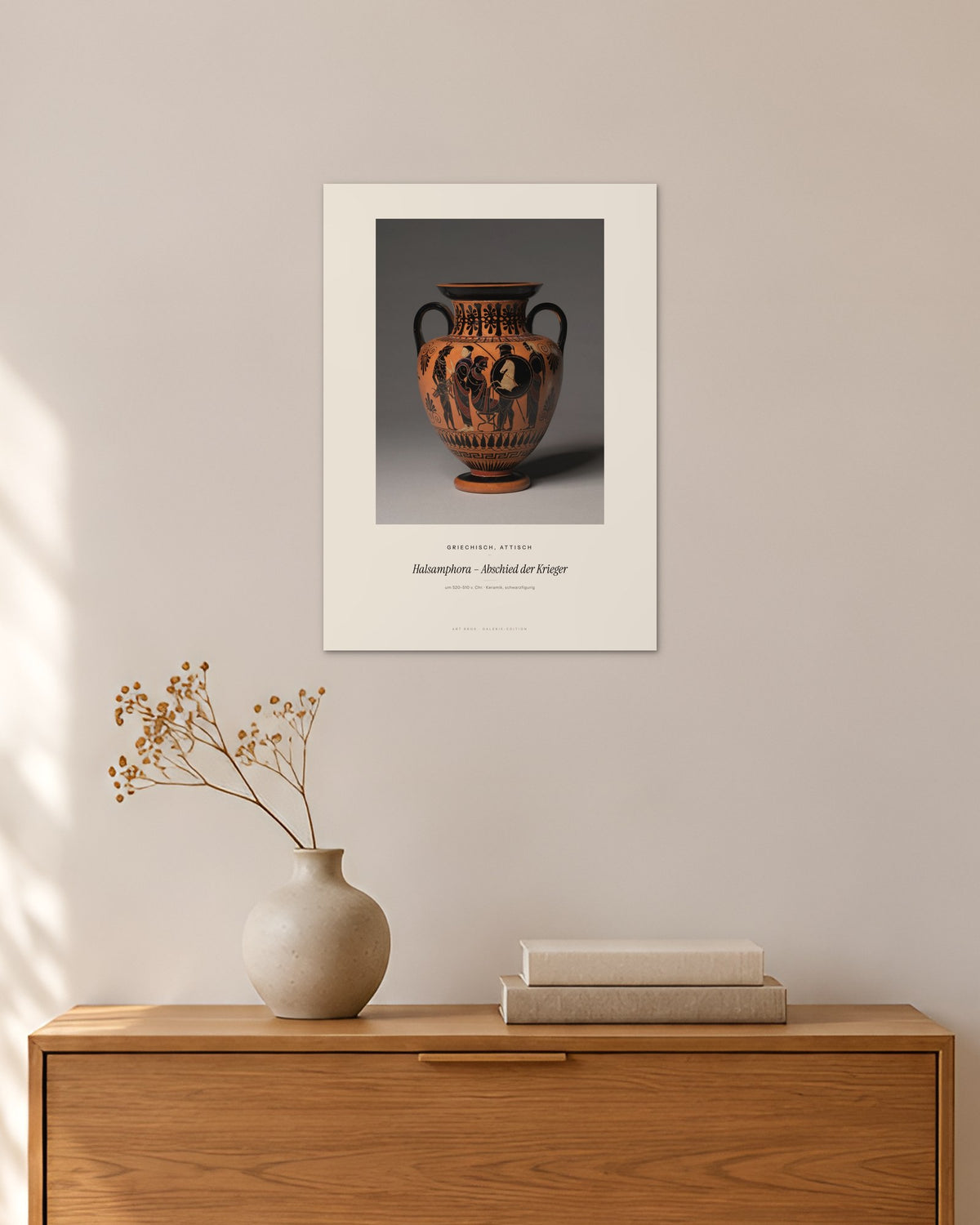 Halsamphora – Abschied der Krieger – Griechisch, attisch – 30 × 42 cm ohne Rahmen – Raumansicht – Art Bros